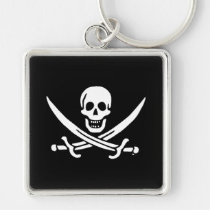 Jolly roger pirate flag key ring