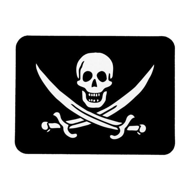 Jolly Roger Pirate Flag Magnet (Horizontal)