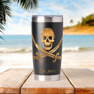 Jolly Roger Pirate Gold Custom Insulated Tumbler