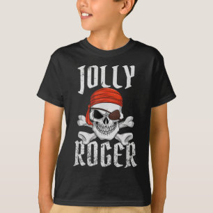 Jolly Roger Pirate Halloween Skull And Crossbones  T-Shirt
