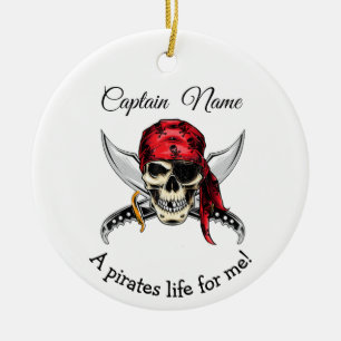  JOLLY ROGER Pirate Legend  Ceramic Tree Decoration