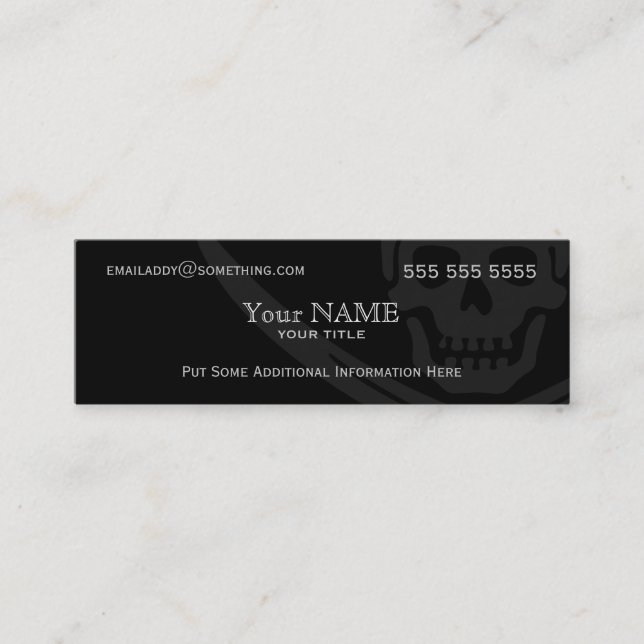 Jolly Roger Pirate Modern Mini Business Card (Front)