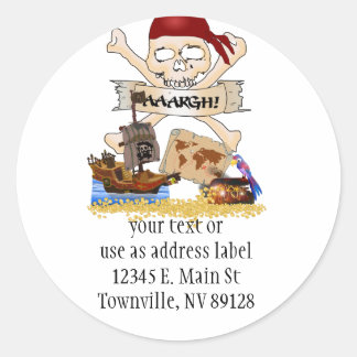 Jolly Roger, Pirate Ship & Pirate's Chest Classic Round Sticker