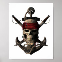 Jolly Roger Pirate Skull and Swords Sailing Anchor