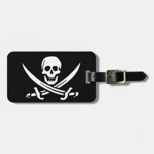 Jolly Roger Pirate Skull Bone Luggage Tag