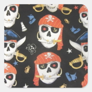 Jolly Roger Pirate Skulls Square Sticker