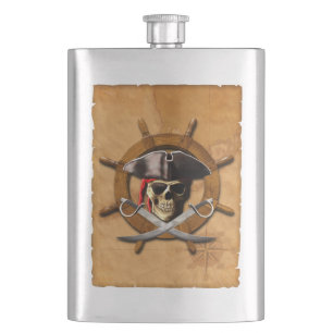 Jolly Roger Pirate Wheel Hip Flask