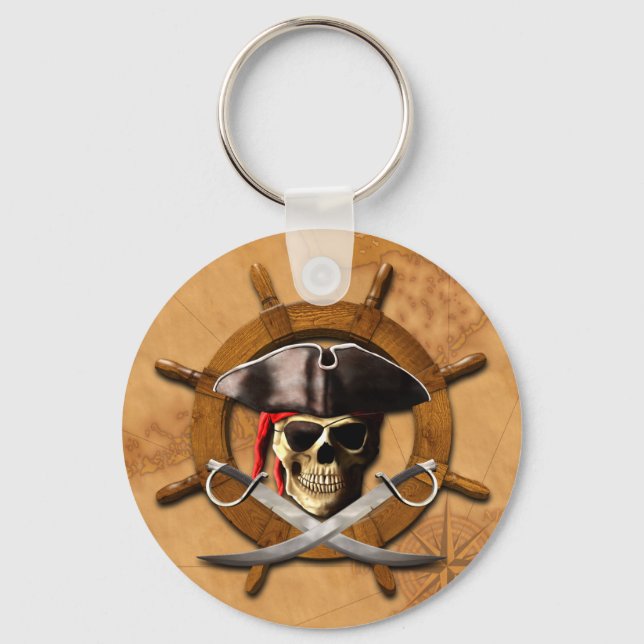 Jolly Roger Pirate Wheel Key Ring (Front)