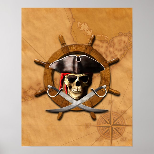 Jolly Roger Pirate Wheel Poster (Front)