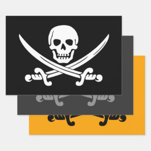 Jolly Roger Pirate Wrapping Paper Sheet