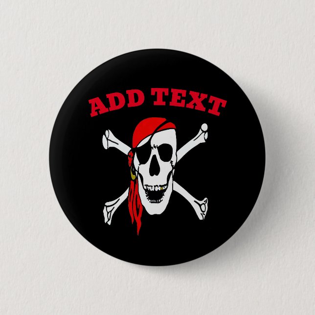 Jolly Roger Pirates Skull and Bones 6 Cm Round Badge (Front)