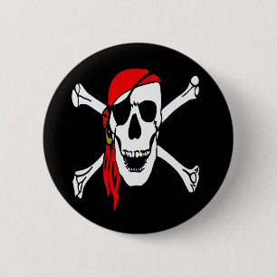 Jolly Roger Pirates Skull and Bones 6 Cm Round Badge