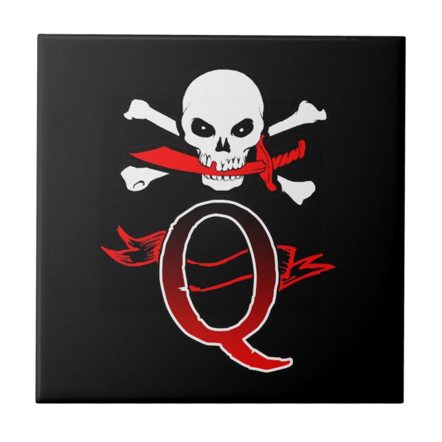 Jolly Roger Q Monogram Initial Tile (Front)