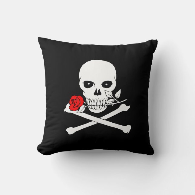Jolly Roger (Rose) Throw Pillow (Front)
