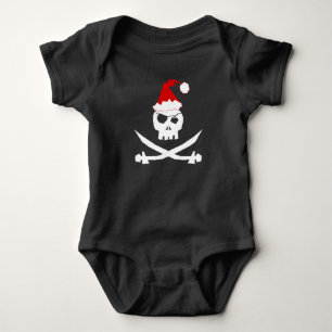 Jolly Roger Santa +{ Pirate Skull }+ Baby Bodysuit