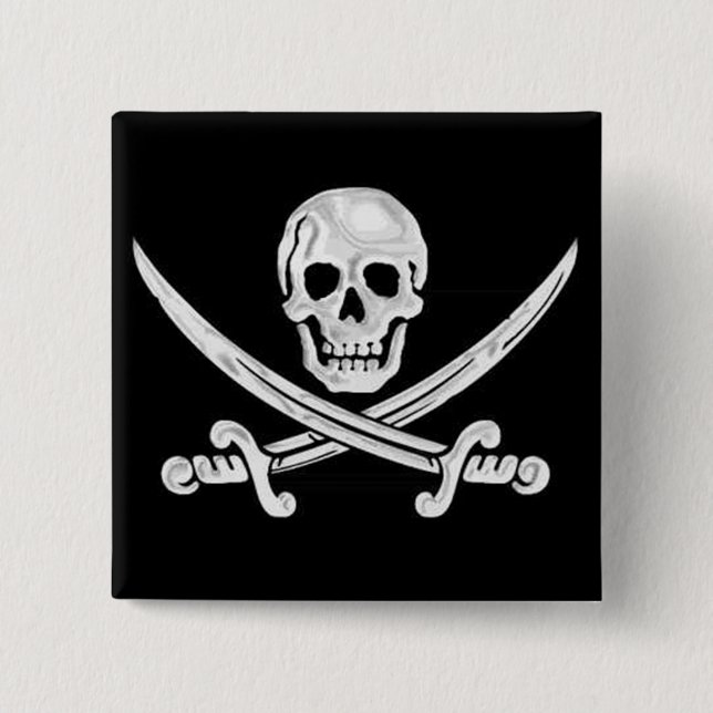 Jolly Roger Skull 15 Cm Square Badge (Front)