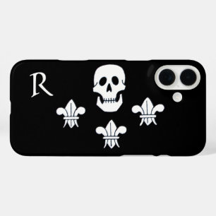 JOLLY ROGER SKULL AND THREE LILIES FLAG MONOGRAM iPhone 16 PLUS CASE