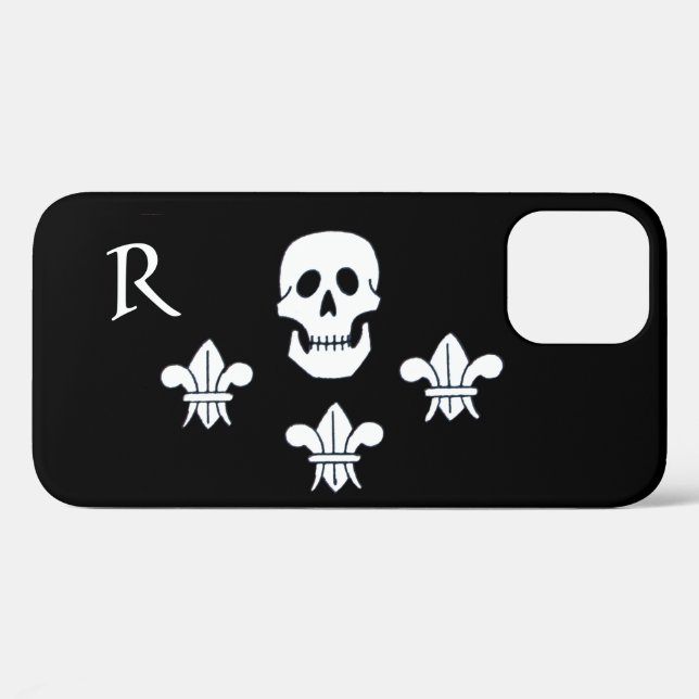 JOLLY ROGER SKULL AND THREE LILIES FLAG MONOGRAM Case-Mate iPhone CASE (Back (Horizontal))