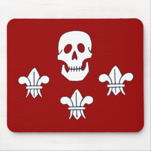 JOLLY ROGER SKULL AND THREE LILIES FLAG MOUSE PAD