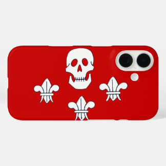 JOLLY ROGER SKULL AND THREE LILIES FLAG Red White iPhone 16 Case