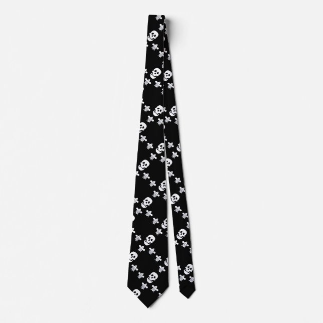 JOLLY ROGER SKULL AND THREE LILIES FLAG TIE (Front)