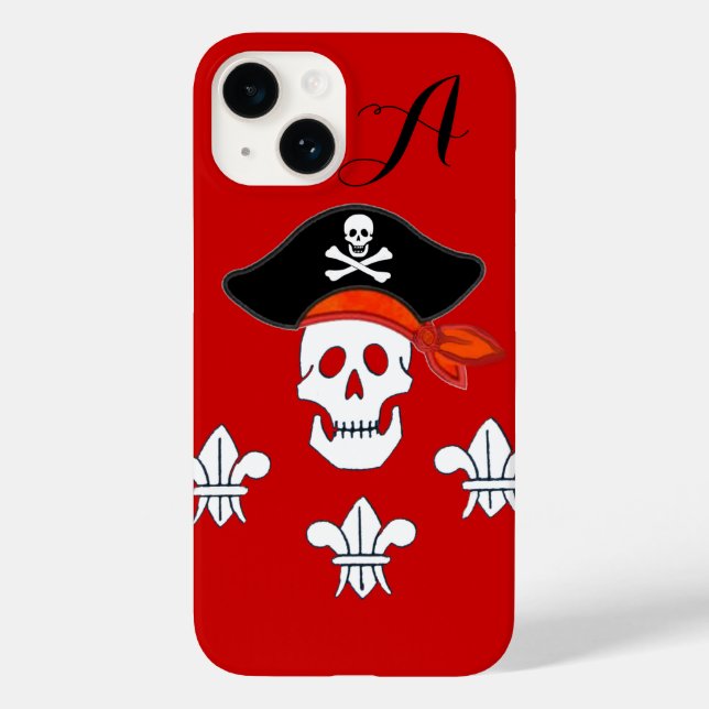 JOLLY ROGER SKULL,PIRATE HAT,THREE LILIES MONOGRAM Case-Mate iPhone CASE (Back)