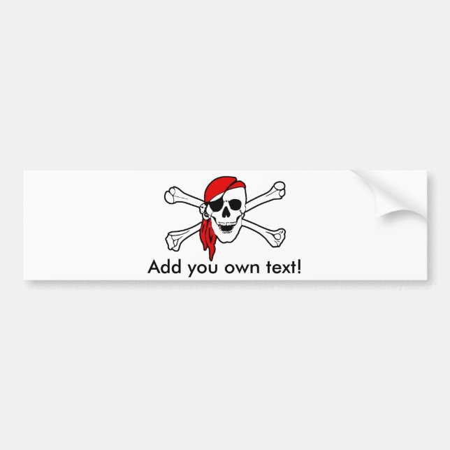 Jolly roger with red bandanna bumper sticker (Front)