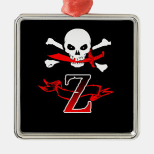 Jolly Roger Z Monogram Initial Metal Tree Decoration