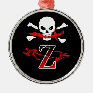 Jolly Roger Z Monogram Initial Metal Tree Decoration