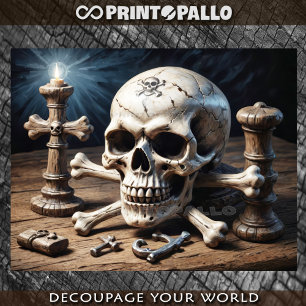 Jolly Rogers skull and bones on pirate desk Tissue Paper