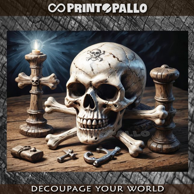 Jolly Rogers skull and bones on pirate desk Tissue Paper (Creator Uploaded)