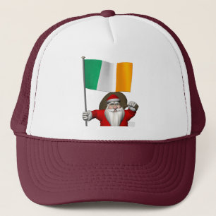 Jolly Saint Nicholas With Flag Of Ireland Trucker Hat