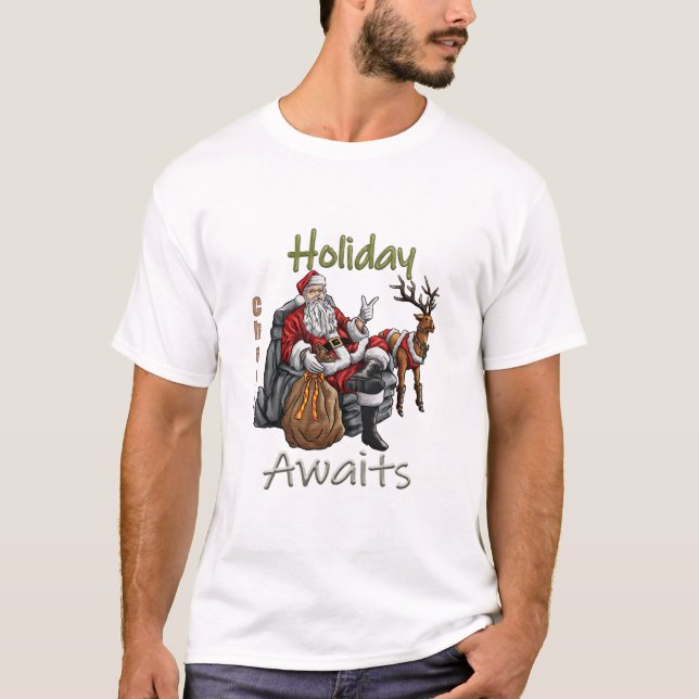"Jolly Santa and His Reindeer" T-Shirt (Front)