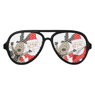 Jolly Santa and Reindeer #1 Aviator Sunglasses
