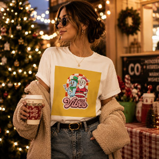 Jolly Santa and Snowman Vibes T-Shirt