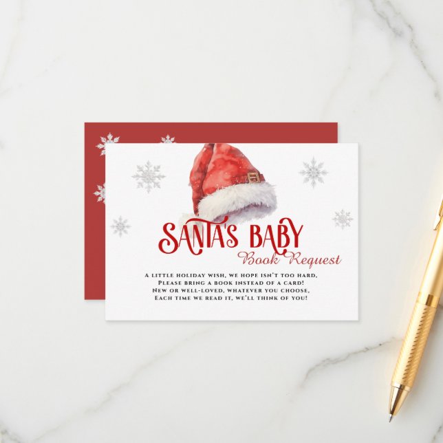 Jolly Santa Book Request Baby Shower  Enclosure Card (Front/Back In Situ)