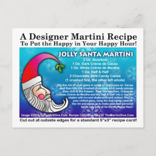 Jolly Santa Christmas Martini Recipe Postcard