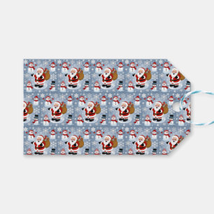 Jolly Santa Claus and Snowmen Christmas Pattern Gift Tags