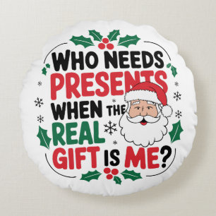 Jolly Santa Claus Brings Festive Cheer to All Round Cushion