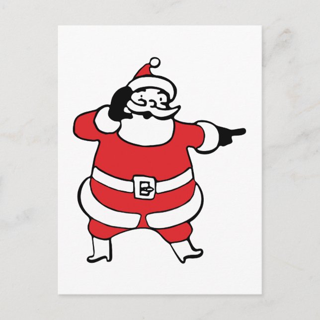 Jolly Santa Claus Calling Reindeer on Christmas Holiday Postcard (Front)