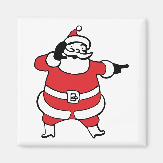 Jolly Santa Claus Calling Reindeer on Christmas Magnet (Front)