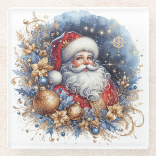 Jolly Santa Claus & Christmas  Glass Coaster