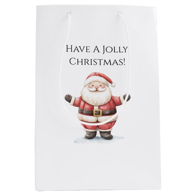 Jolly Santa Claus Christmas Medium Gift Bag (Front)