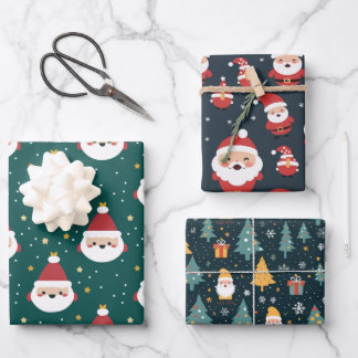 Jolly Santa Claus Christmas Wrapping Paper Sheet