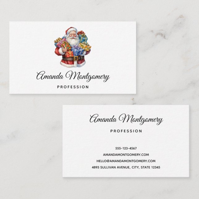 Jolly Santa Claus Classic Christmas Business Card (Front/Back)