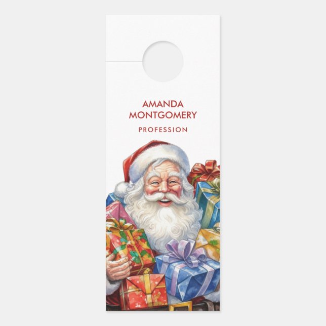 Jolly Santa Claus Classic Christmas Business Door Hanger (Front)