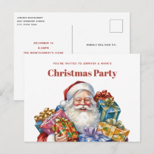 Jolly Santa Claus Classic Christmas Invitation Postcard