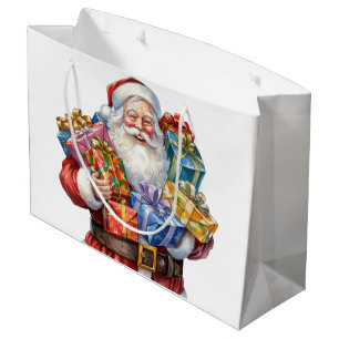 Jolly Santa Claus Classic Christmas Large Gift Bag