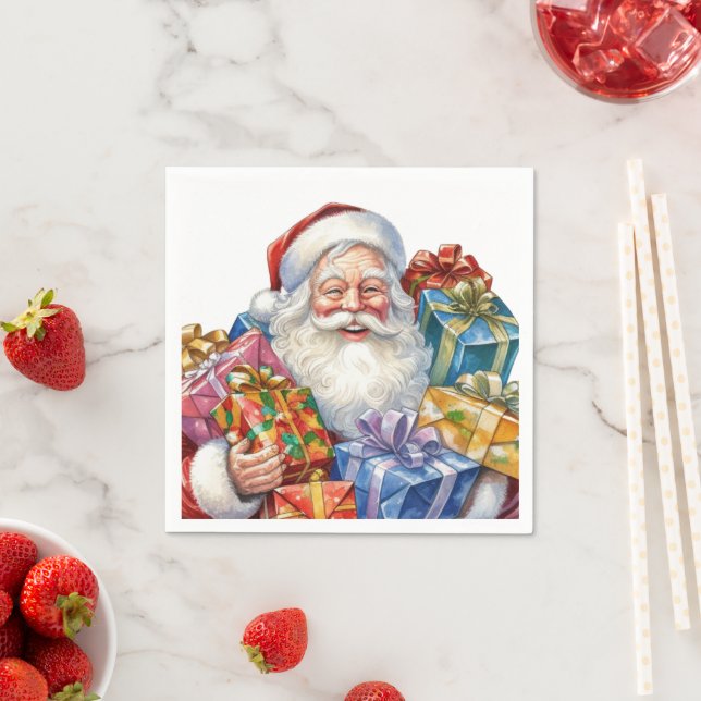 Jolly Santa Claus Classic Christmas Napkin (Insitu)