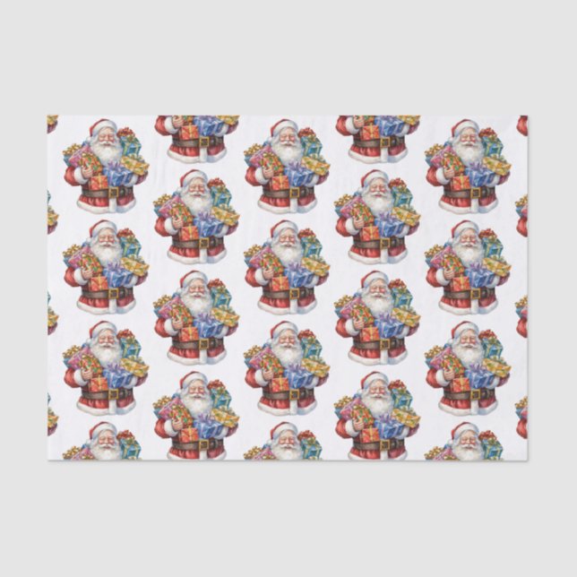 Jolly Santa Claus Classic Christmas Pattern Tissue Paper (Front)